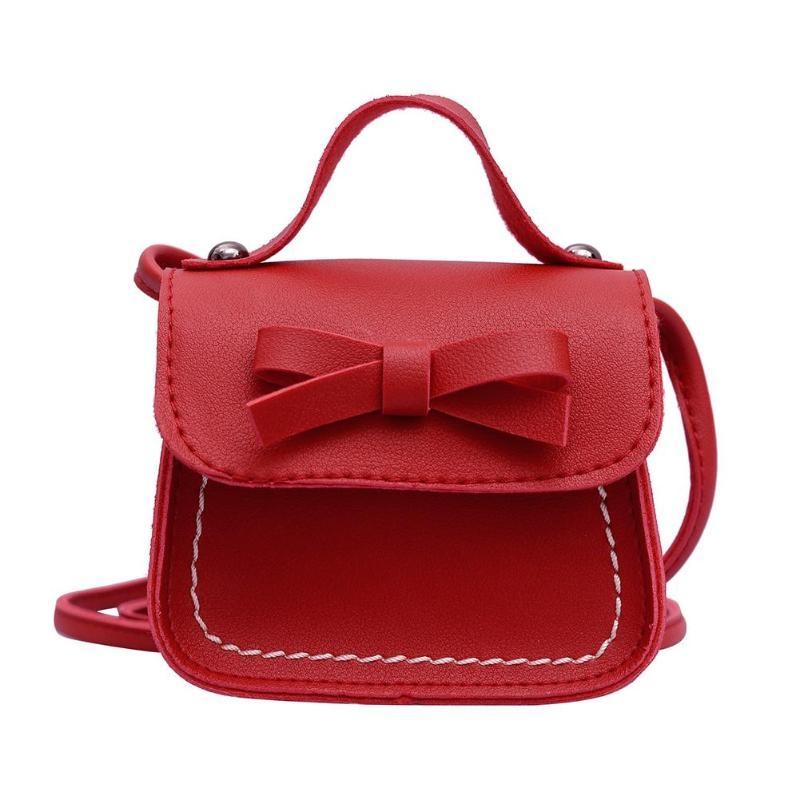 Mini Bowknot Pu Leather Baby Girls Messenger Bag - Green