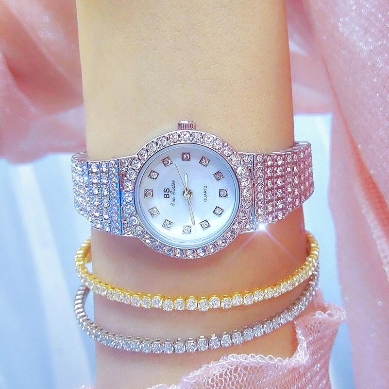 Starry Diamond Chain Women Wrist Watch - Rose Gold Scale Surface