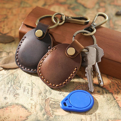 Vintage Leather Proximity Card Holder Access Control - Red