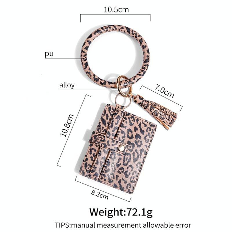 Pu Leather Wrist Ring Key Chain Coin Purse Black - White Snake