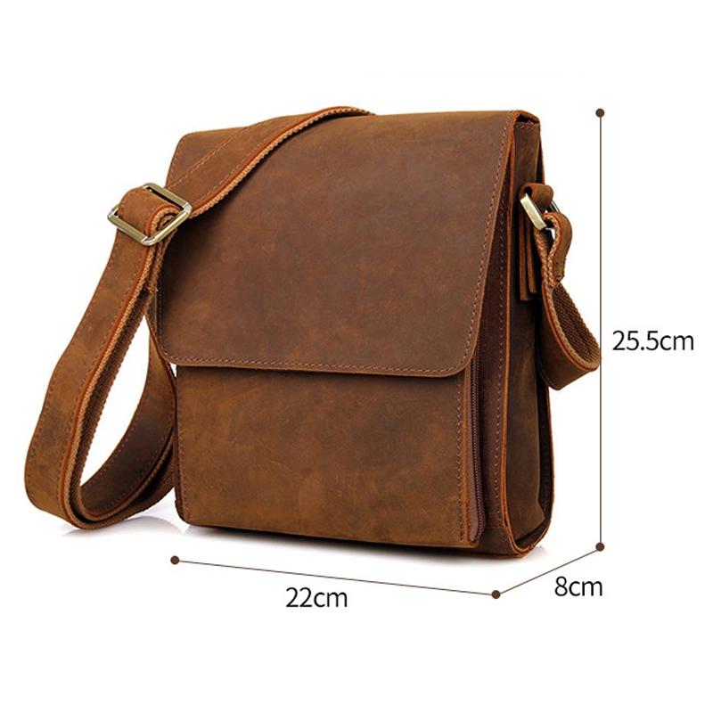 Rustic Leather Men Shoulder Bag - Brown Yellow