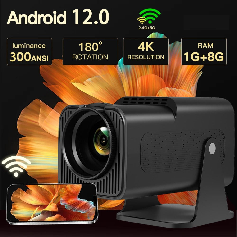 Portable 4K Android 12.0 Mini Wifi Projector For Home Use