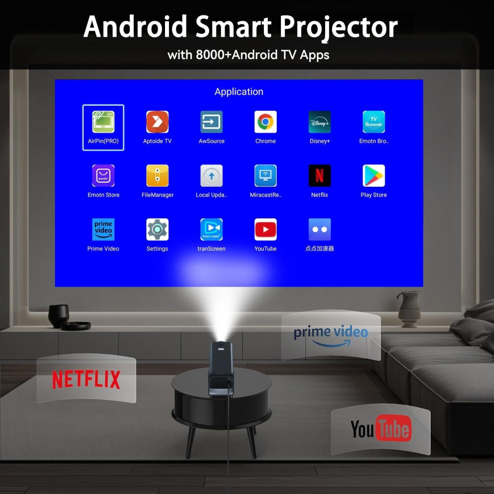 Portable 4K Android 12.0 Mini Wifi Projector For Home Use