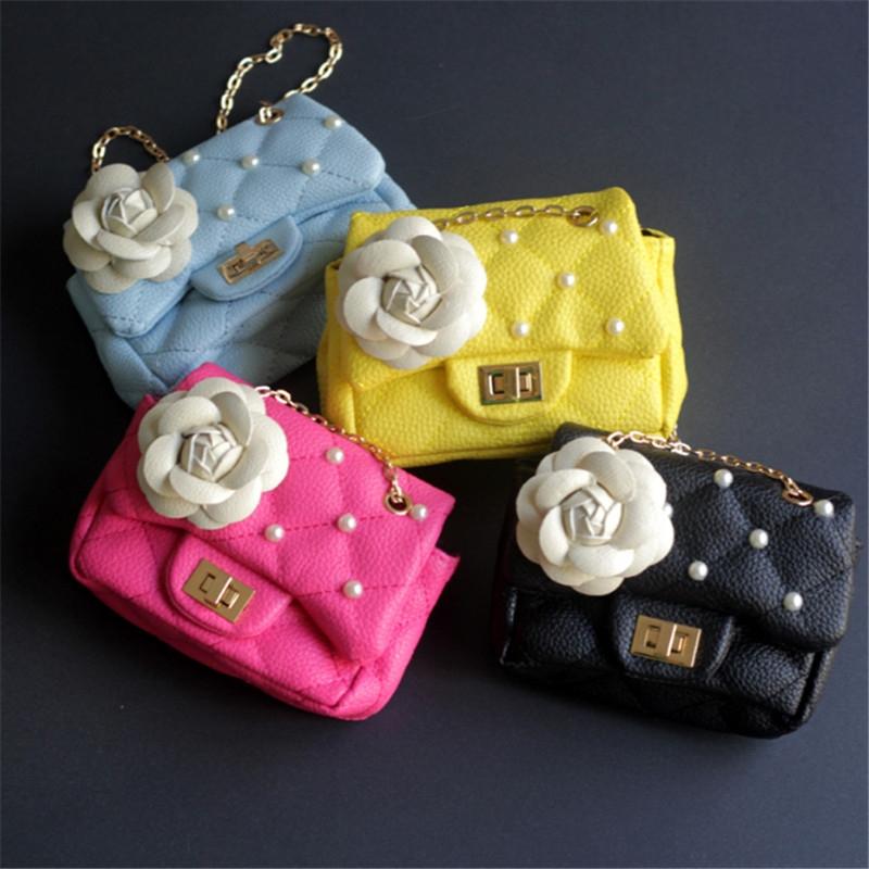 Glitter Flower Chain Kid Shoulder Bag - Blue