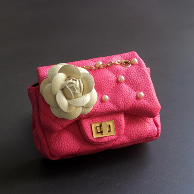 Glitter Flower Chain Kid Shoulder Bag - Blue