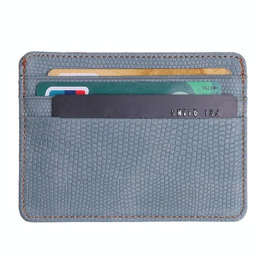 Lizard Pattern Pu Leather Card Holder Compact Bank Card Set - Gray