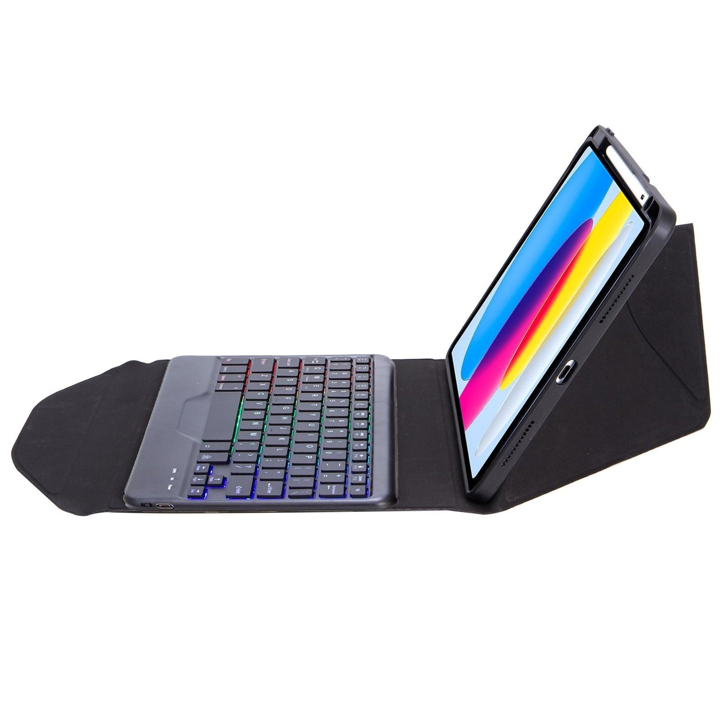 Bluetooth Keyboard Leather Tablet Case With Pen Slot And Backlight - Sky Blue