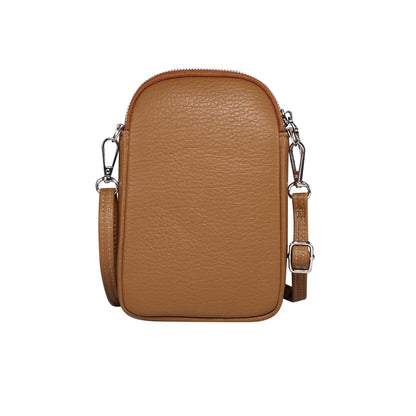 Litchi Texture Phone Crossbody Bag Leather Case For 5.5 Inch - 7.2 Inch Phones - Grey