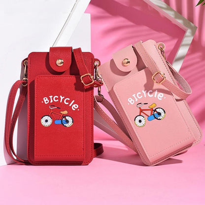 Printed Mini Shoulder Bag With Card Holder - Pink