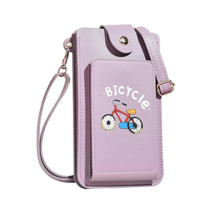 Printed Mini Shoulder Bag With Card Holder - Pink
