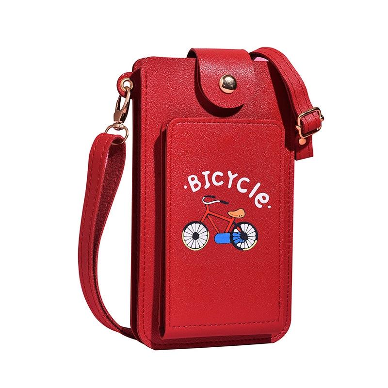 Printed Mini Shoulder Bag With Card Holder - Pink
