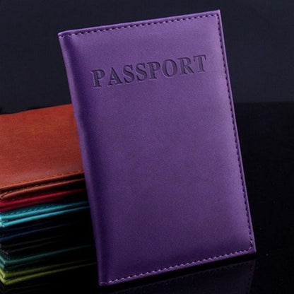Travel Passport Cover Faux Leather Holder - Light Blue