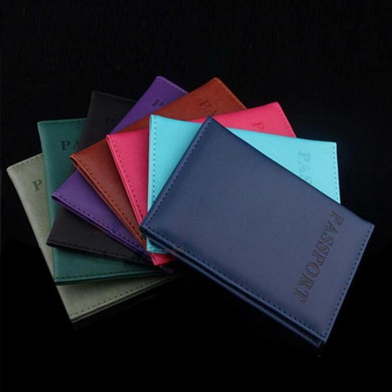 Travel Passport Cover Faux Leather Holder - Light Blue