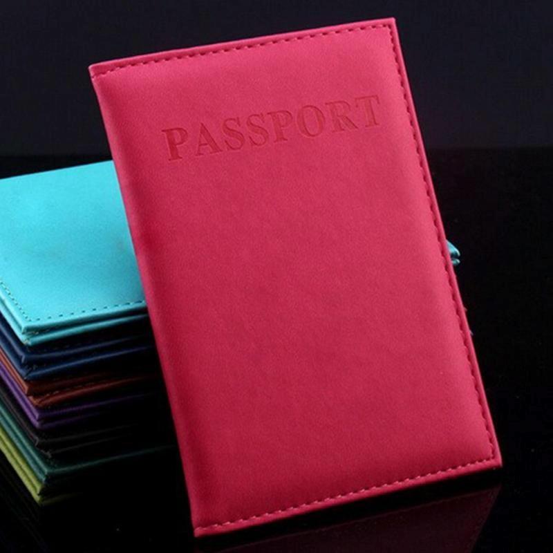 Travel Passport Cover Faux Leather Holder - Light Blue