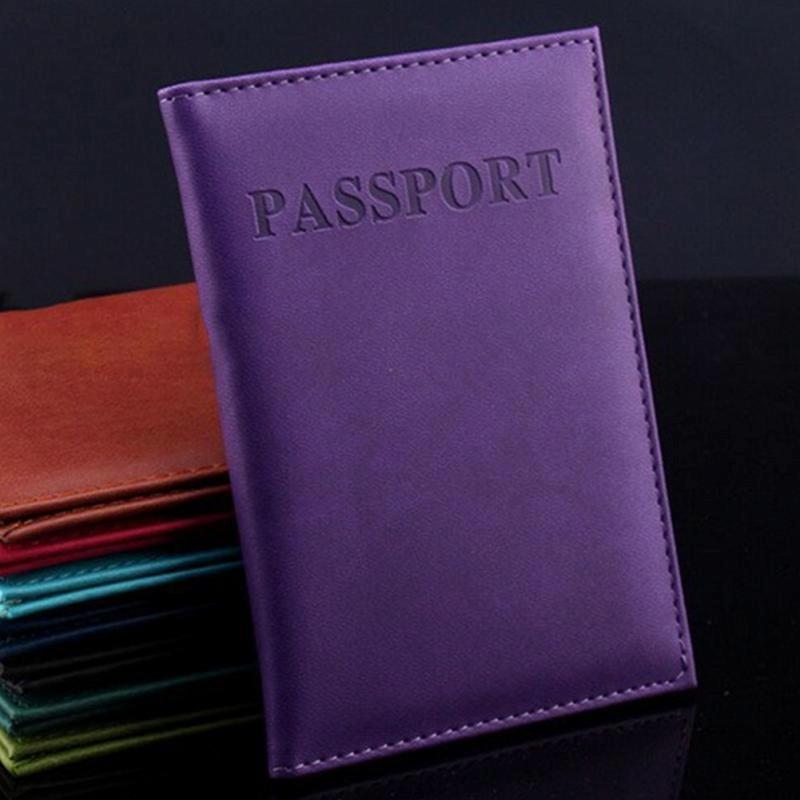 Travel Passport Cover Faux Leather Holder - Light Blue
