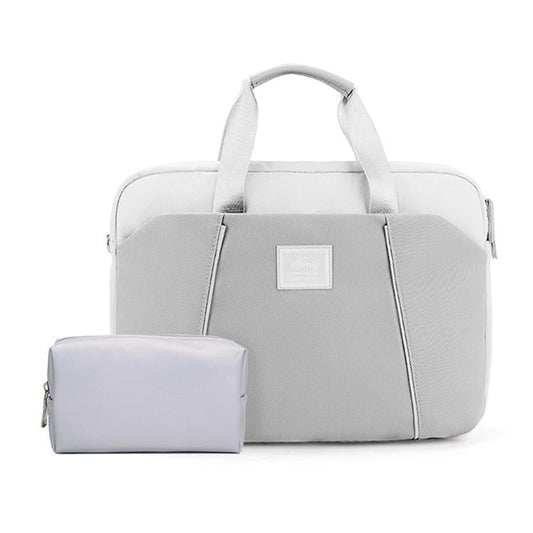Computer Handheld Messenger Bag for Apple Macbook / Huawei / Xiaomi / Basne - Ladder Hand Gray + Gray Pu Power Package