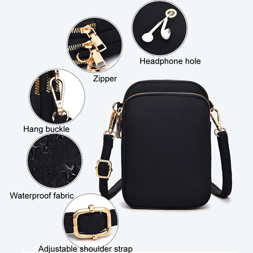 Women Mini Crossbody Phone Bag With Headphone Hole - Black Balloon