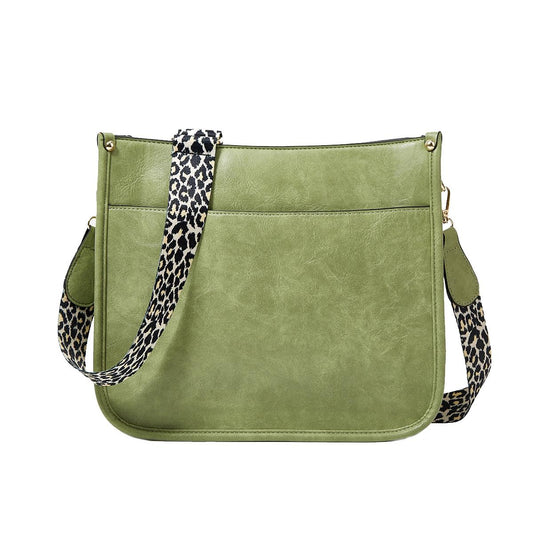Leopard Print Waterproof Crossbody Tote Bag - Green