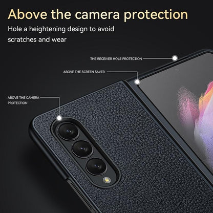 Handmade Leather Shockproof Tpu Case for Samsung Galaxy z Fold 4 - Black