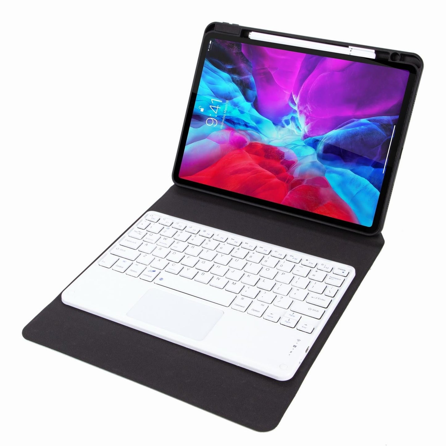 Bluetooth Keyboard Leather Case For Ipad 10.2 / Pro 10.5 - Three-Fold Holder - Black