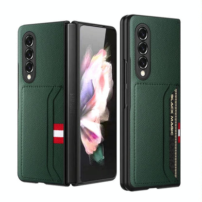 For Samsung Galaxy Z Fold4 5G Litchi Texture Microfiber Case - Black