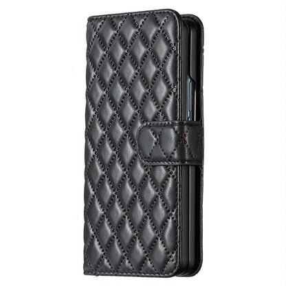 For Samsung Galaxy Z Fold4 5G Diamond Lattice Flip Wallet Case - Green