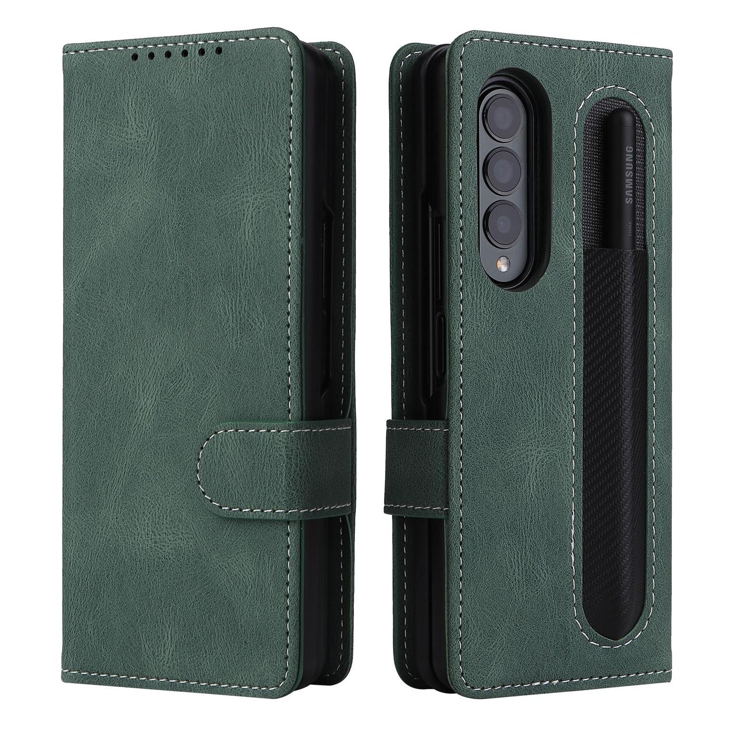 Foldable Leather Case for Samsung Galaxy z Fold 4 / 5g - Detachable - Black