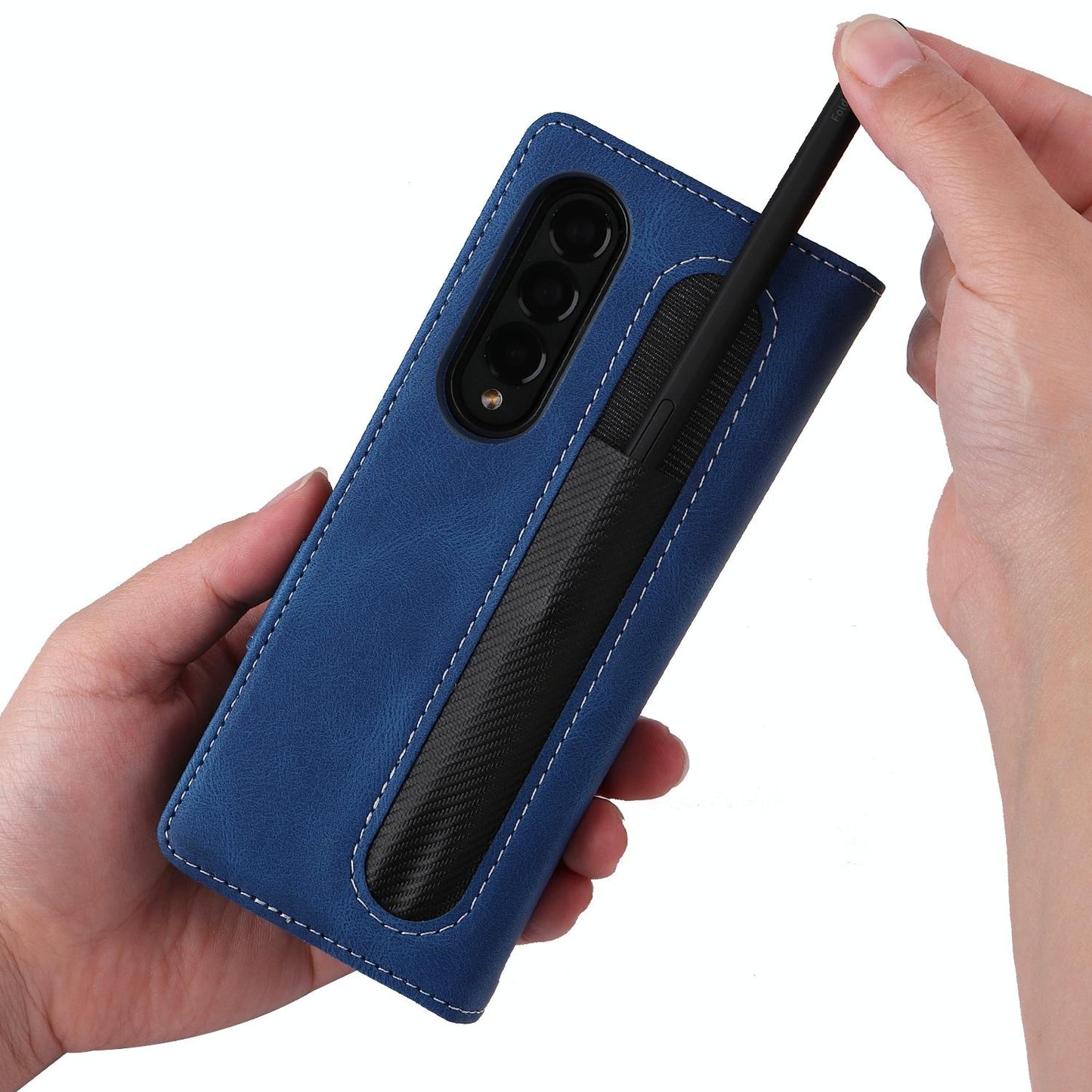 Foldable Leather Case for Samsung Galaxy z Fold 4 / 5g - Detachable - Black