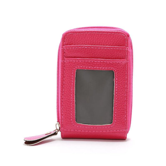 Woven Mini Coin Purse For Ladies Student Id & Card Holder - Rose Red