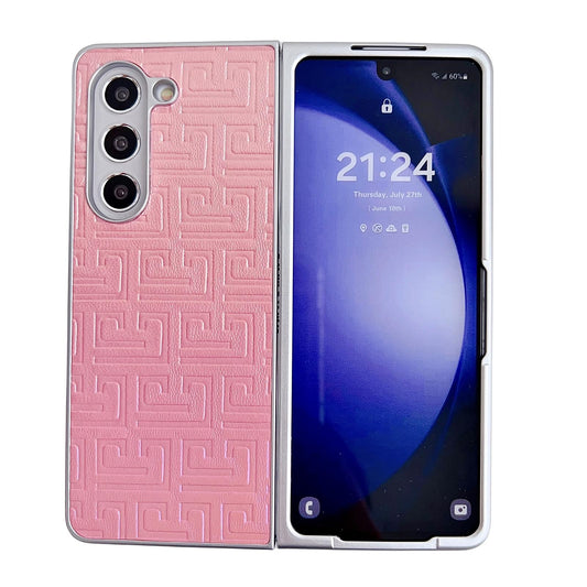 Geometric Gradient Leather Phone Case for Samsung Galaxy z Fold 4 5g - Pearlescent Finish - Pink