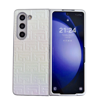 Geometric Gradient Leather Phone Case for Samsung Galaxy z Fold 4 5g - Pearlescent Finish - Pink