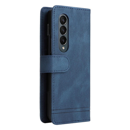 Metal Button Leather Case for Samsung Galaxy z Fold 4 / 5g - Tree Design - Black