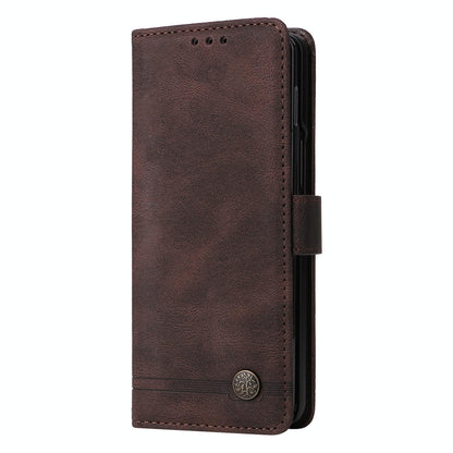 Metal Button Leather Case for Samsung Galaxy z Fold 4 / 5g - Tree Design - Black