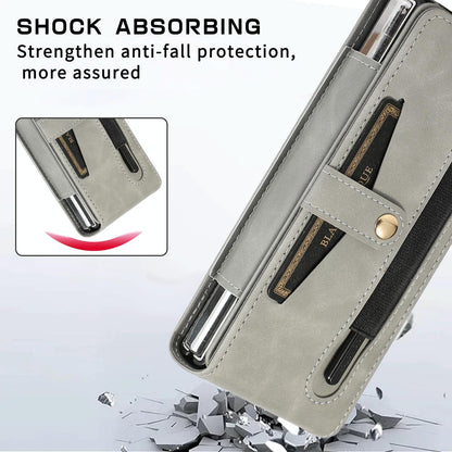 Leather Folding Phone Case for Samsung Galaxy z Fold 4 - Grey