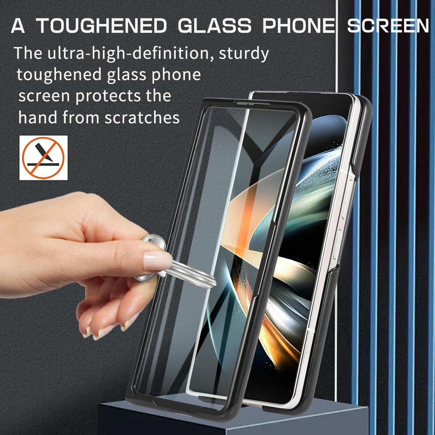 Leather Folding Phone Case for Samsung Galaxy z Fold 4 - Grey