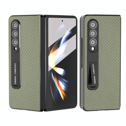For Samsung Galaxy Z Fold4 5G Carbon Fiber Phone Case With Holder - Light Blue
