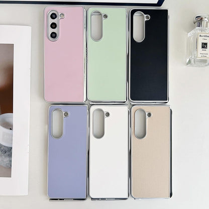 For Samsung Galaxy Z Fold4 5G Shiny Leather Phone Case With Metallic Finish - Green