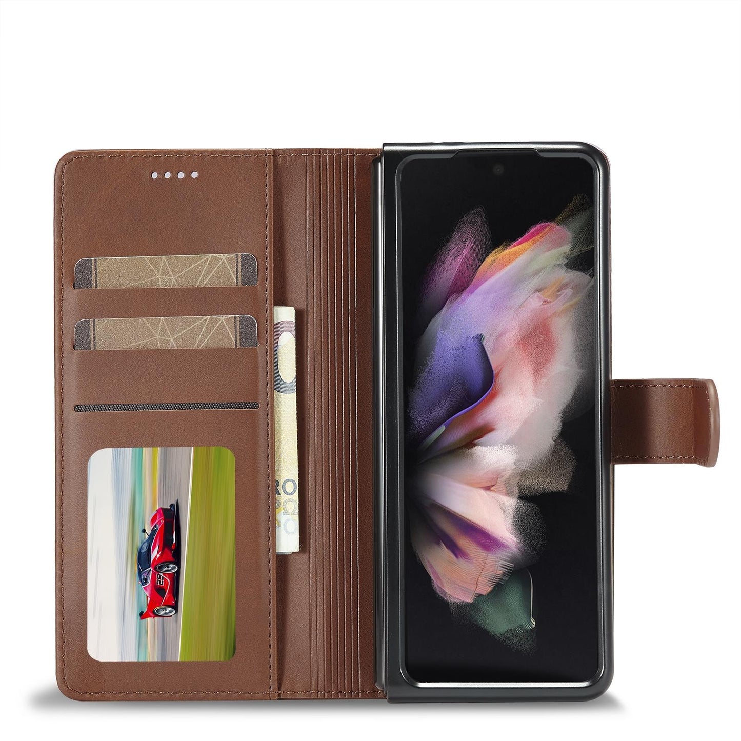 For Samsung Galaxy Z Fold4 5G Calf Leather Phone Case - Grey