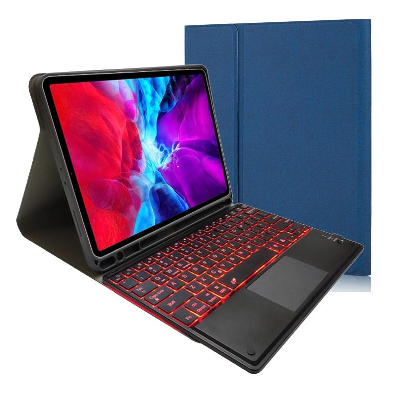 Bluetooth Keyboard Tablet Case For Ipad Pro 11 - Detachable Touch Leather Holder Pen Slot - Red