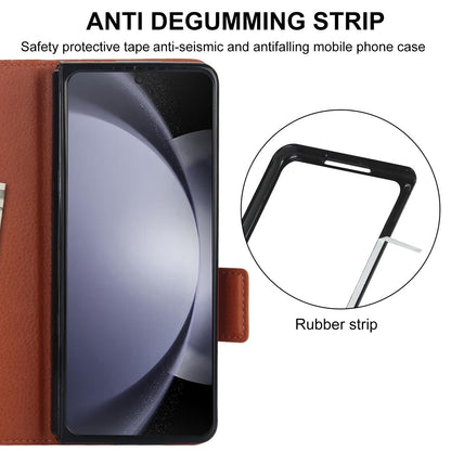 For Samsung Galaxy Z Fold4 5G Leather Phone Case With Pen Slot - Purple