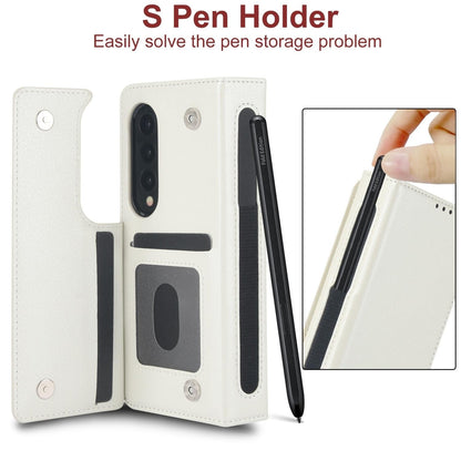 For Samsung Galaxy Z Fold4 5G Leather Phone Case With Pen Slot - Purple