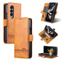 For Samsung Galaxy Z Fold4 5G Leather Magnetic Phone Case - Calf Texture - Light Brown