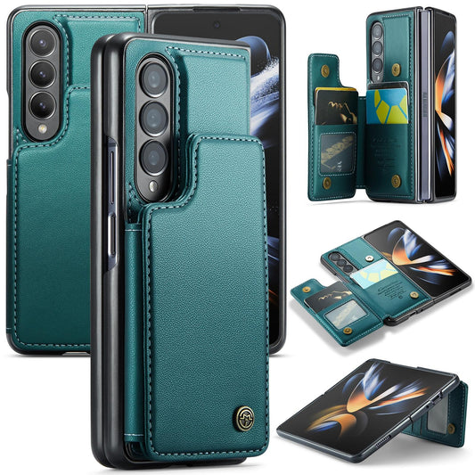 Leather Rfid Phone Case for Samsung Galaxy z Fold 4 5g - Blue Green
