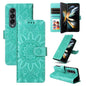 Sunflower Embossed Leather Phone Case for Samsung Galaxy z Fold 4 / 5g - Green