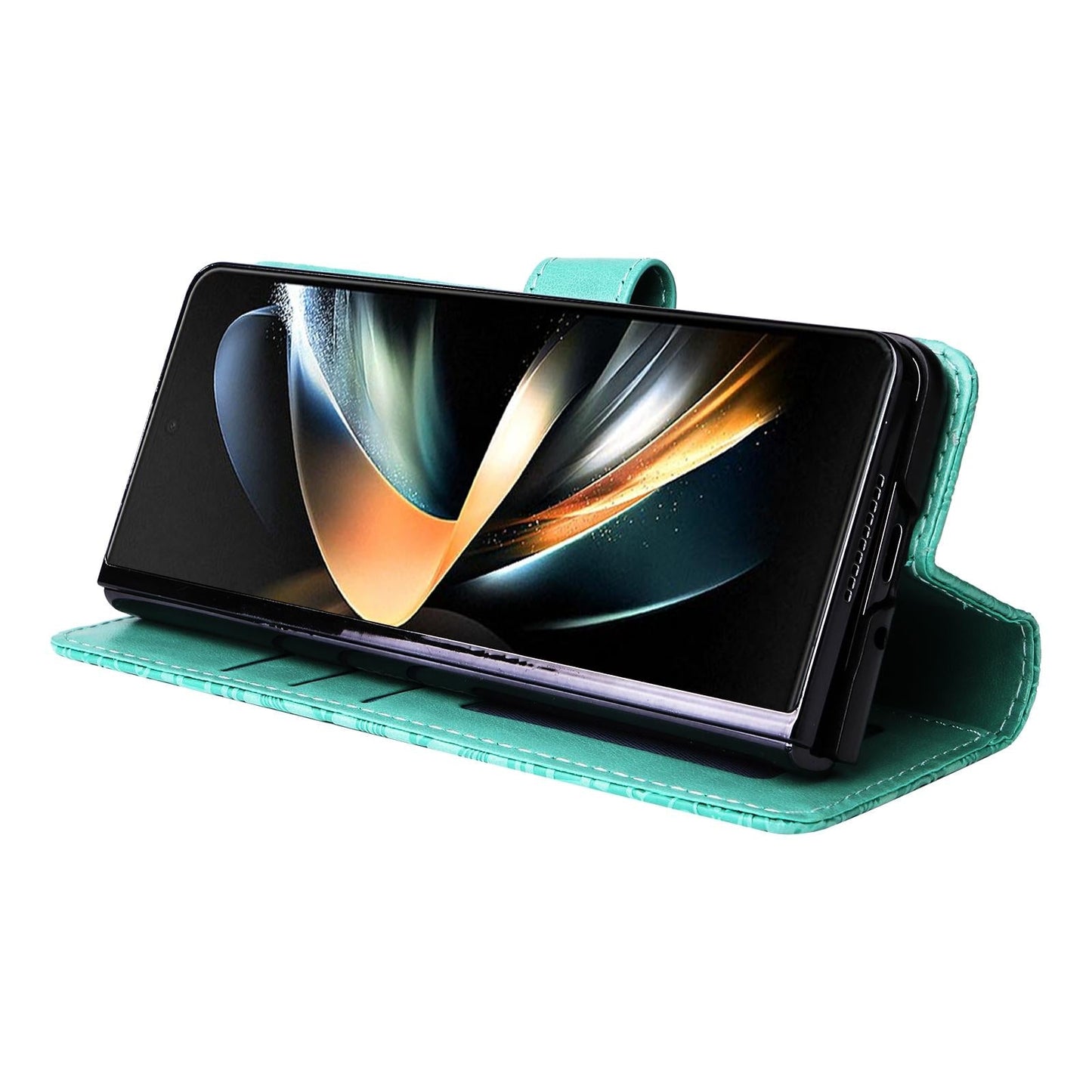 Sunflower Embossed Leather Phone Case for Samsung Galaxy z Fold 4 / 5g - Green