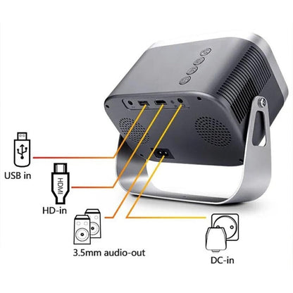 Compact Smart Home Theater Projector - Portable - Same Screen Version For Mobile Phone