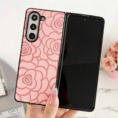 For Samsung Galaxy Z Fold4 5G Floral Print Protective Phone Case - Pink