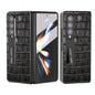 For Samsung Galaxy Z Fold4 5G Premium Leather Phone Case - Crocodile Texture - Black
