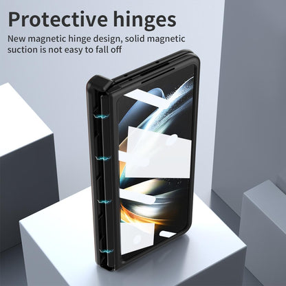 For Samsung Galaxy Z Fold4 5G Napa Texture All-In-One Phone Case - Yellow