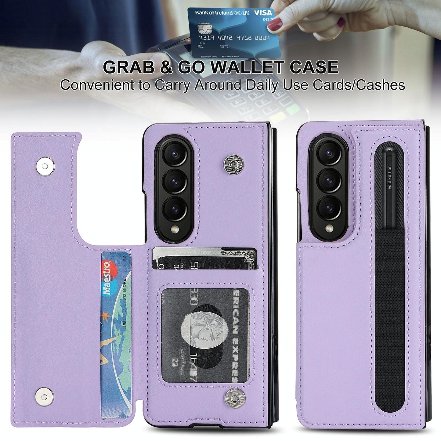 For Samsung Galaxy Z Fold4 5G Double Buckle Phone Case With Pen Slots - White